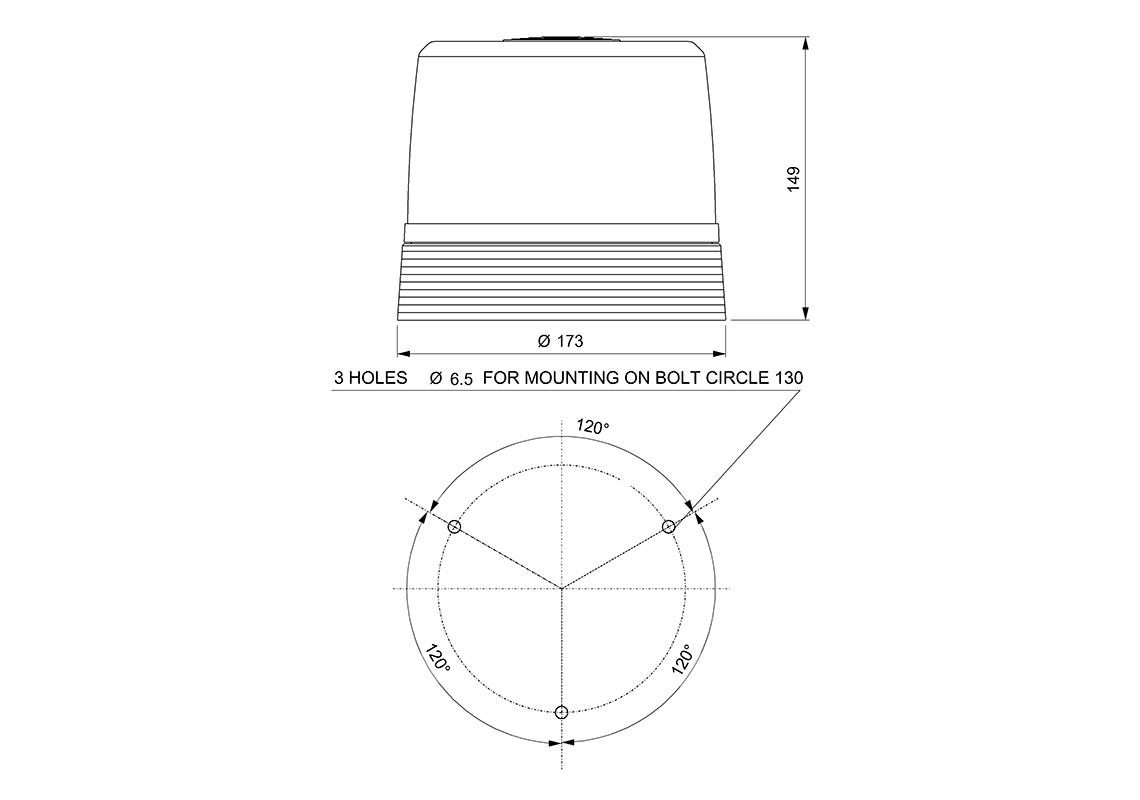 Girofaro da avvitare, con lampadine H1 12 e 24V incluse